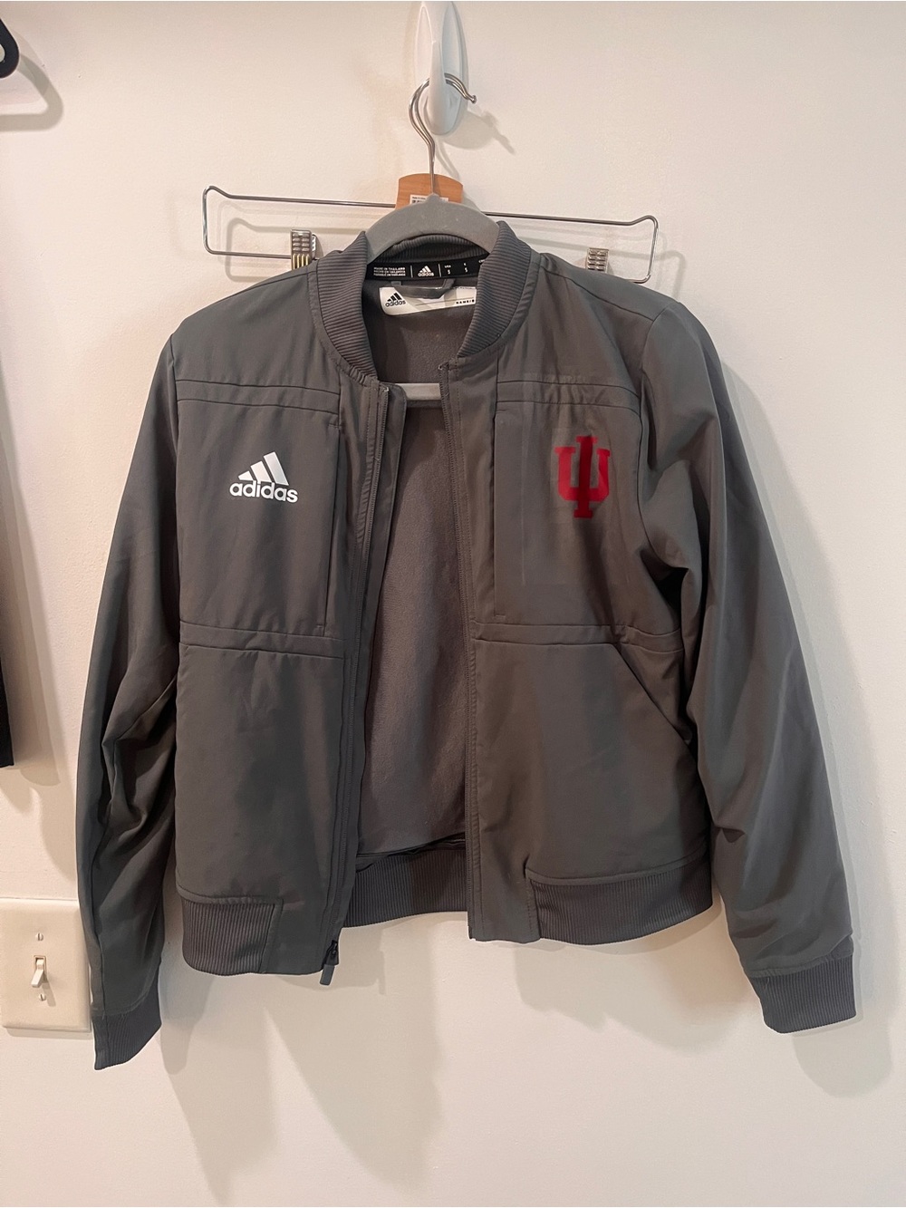 Adidas  Gray Bomber Jacket with Red Indiana Logo